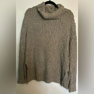 Lush Womens Cowl Neck Oversized Acrylic Polyester Sweater Oatmeal Color Sz Small